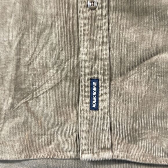 Y2K Abercrombie & Fitch Button Down Shirt Men M Corduroy Shacket Brown Oversized - Picture 3 of 11